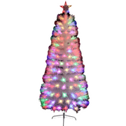 180cm white fibre optic Christmas tree with fast-changing LED lights – vibrant festive indoor decoration