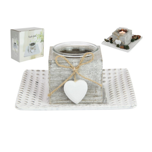 Ronis Square Tray with Candle Holder 15cm