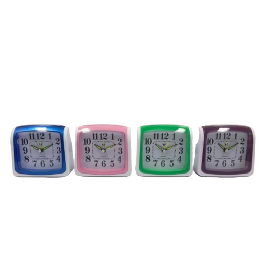Ronis Square Alarm Table Clock With Light 9x9x3.5cm Assorted