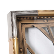 Square gold and silver wall clock with exposed gears and Roman numerals, 80x80cm