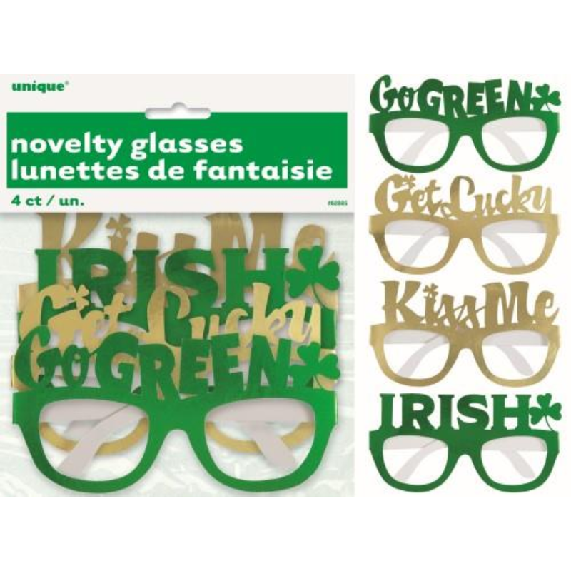 St Patrick’s Day foil party glasses pack of 4 photo booth props