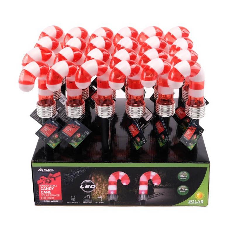 Ronis Stake Light Solar Candy Cane 1 LED 7.5x40cm Cool White