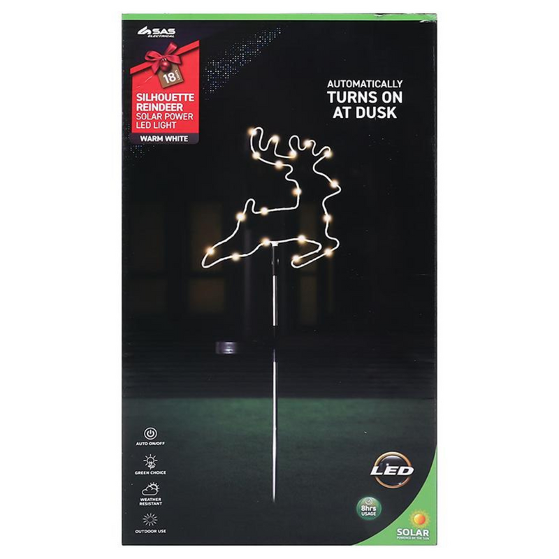 Ronis Stake Light Solar Silhouette Reindeer 18 LED 22x22x70cm Warm White 1 Function