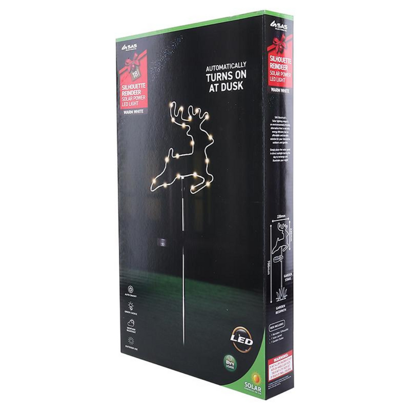 Ronis Stake Light Solar Silhouette Reindeer 18 LED 22x22x70cm Warm White 1 Function