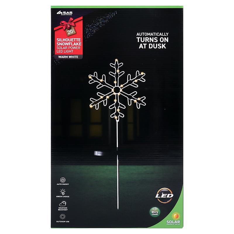 Ronis Stake Light Solar Silhouette Snowflake 20 LED 22x22x70cm Warm White 1 Function