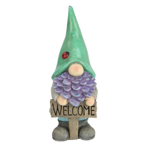 Ronis Standing Bearded Gnome With Welcome Sign 47cm