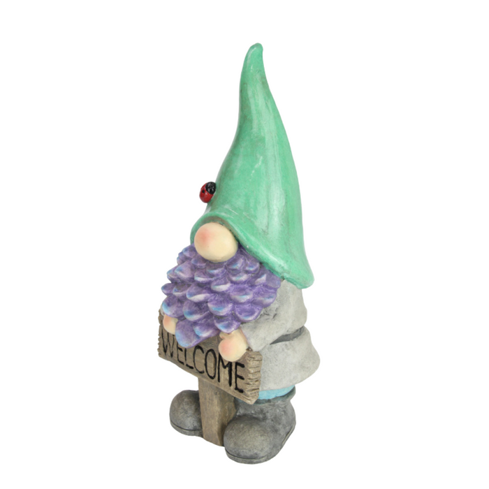 Ronis Standing Bearded Gnome With Welcome Sign 47cm