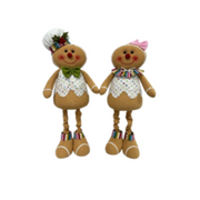 63.5cm Assorted Standing His & Hers Gingerbread decorations with festive outfits for Christmas display