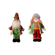 70cm assorted standing Santa and Mrs Claus Christmas figurines in festive outfits for floor or entryway decor