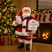 28cm tall Standing Santa Claus figurine in red outfit with gift sack – perfect tabletop Christmas decoration