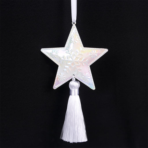 Ronis Star with White Tassel Metal Tree Ornament 8cm