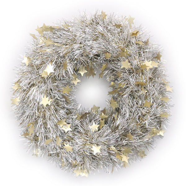 Ronis Starburst Tinsel Wreath 45cm Champagne