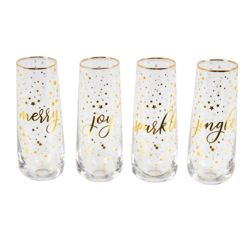 Ronis Stemless Bubbly Glass Gold Assorted