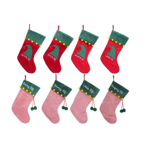 Ronis Stocking Funny/Little/Grumpy/Naughty Elf Assorted