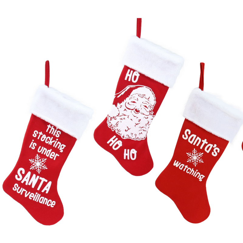 Ronis Stocking Red Fleecy/Plush Chunky Print 53cm Assorted