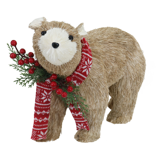 Ronis Straw Bear Knitted Scarf with Berries 40cm