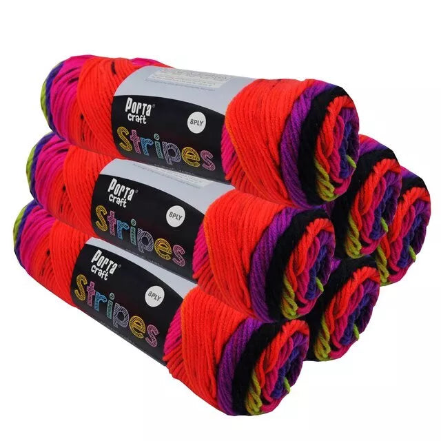 Stripes acrylic yarn 100g 188m 8ply Bright self striping yarn ball