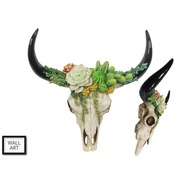 Ronis Succulent Design Cow Skull Wall Hanger 44cm – thumbnail