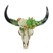 Ronis Succulent Design Cow Skull Wall Hanger 44cm – thumbnail
