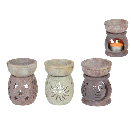 Ronis Sun/Moon/Star Soapstone Oil Burner 9cm Assorted