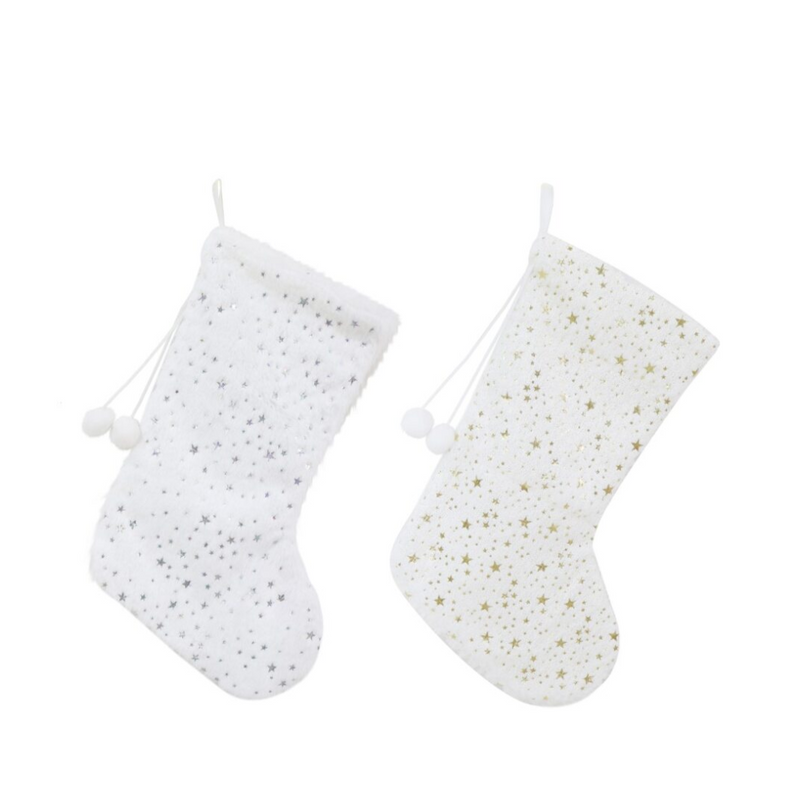 Ronis Super Soft Plush Stocking Foil Stars 52cm Assorted