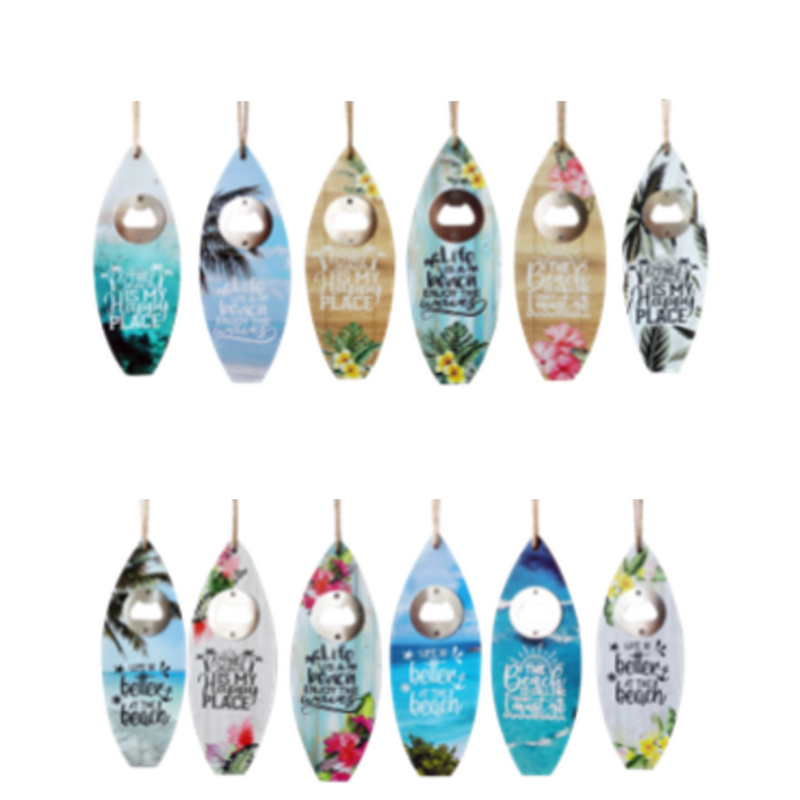 Ronis Surf Board Bottle Openers with Hanging String 20x7.5x1cm 12 Asstd