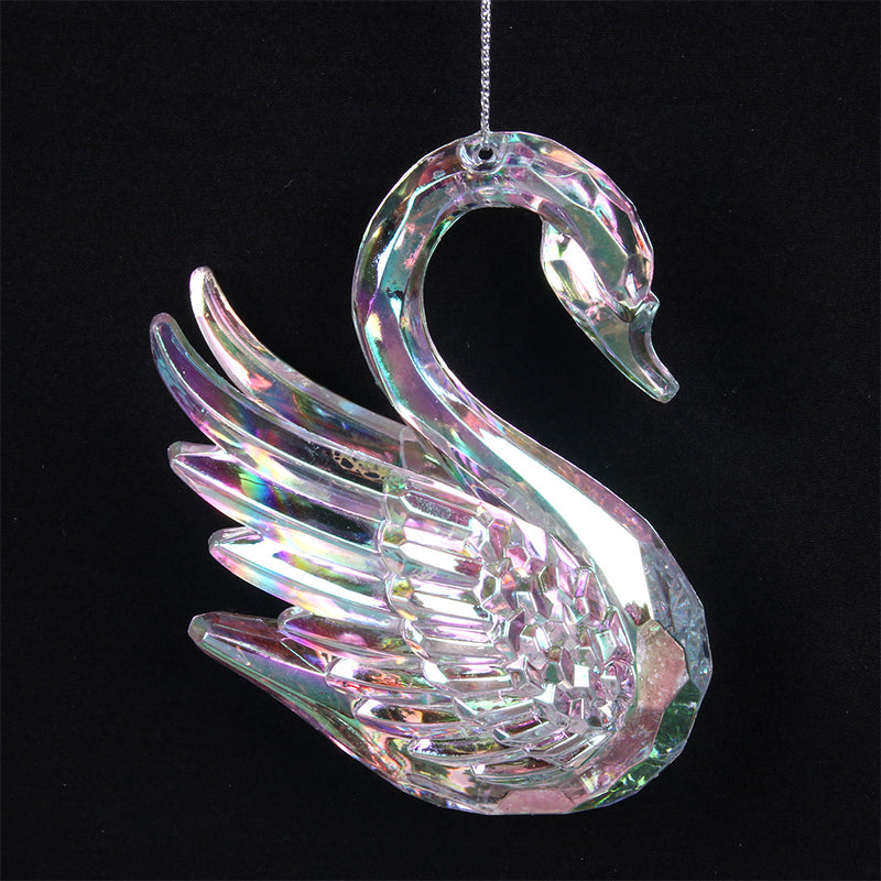 Ronis Swan Tree Ornament 8cm Iridescent Finish