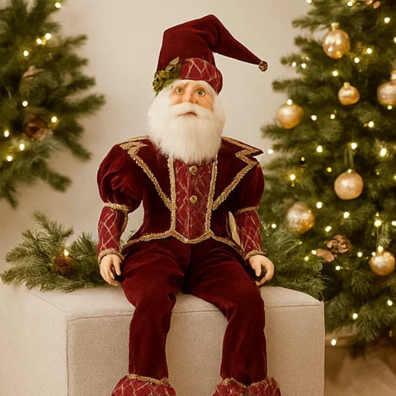 Santa Burgundy Sitting Father 75cm