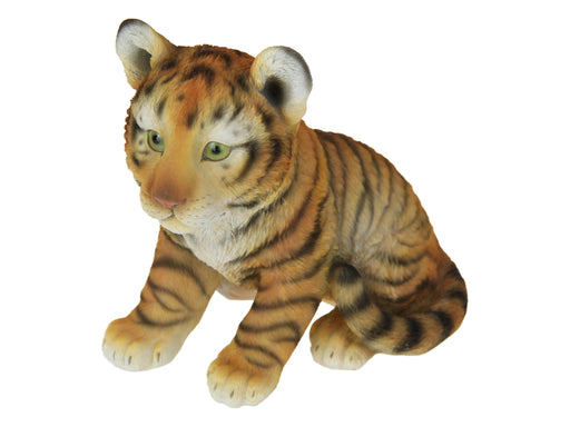 Realistic sitting tiger cub statue