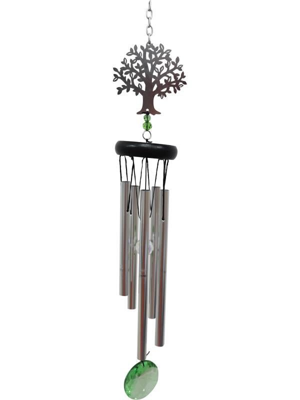 Wind chime with Tree of Life and green gems
