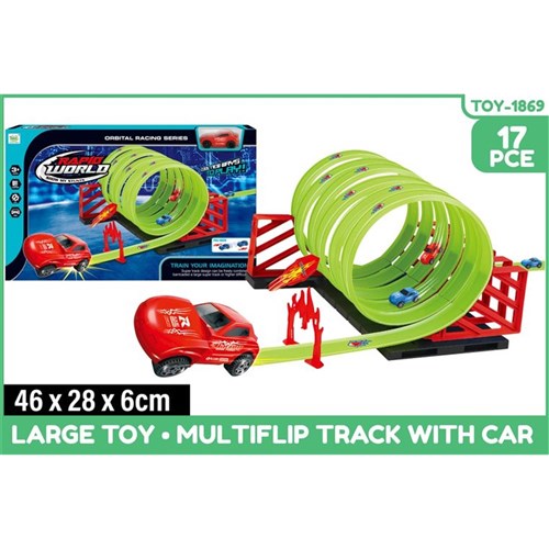 Orbital multi-flip track with car