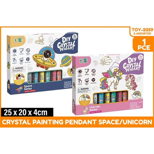 Crystal Painting Pendant Space and Unicorn