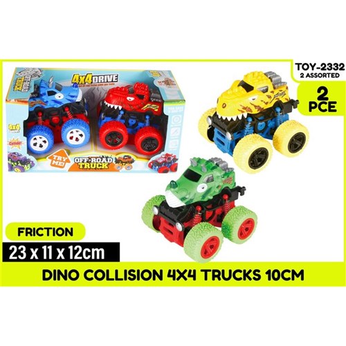 2-piece 4x4 dinosaur collision trucks