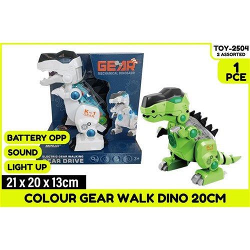 20cm ColorGear walking dinosaur with lights and sound