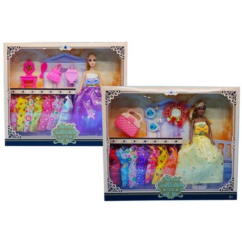 12-piece 26cm doll set with dresses and accessories