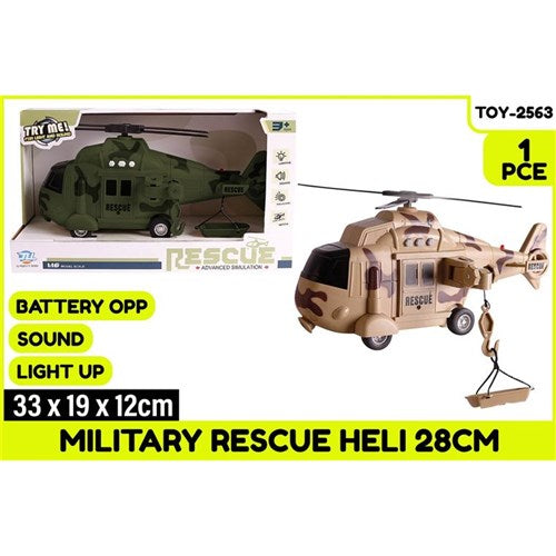 28cm battery-operated military rescue helicopter
