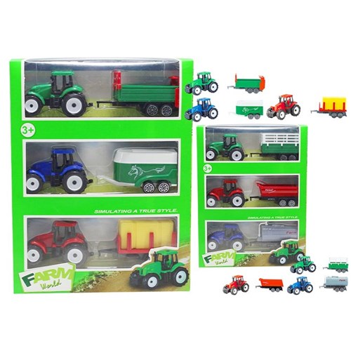 6-piece farm tractor and trailer set