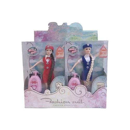 4-piece Air Hostess Travel Doll 30cm with accessories