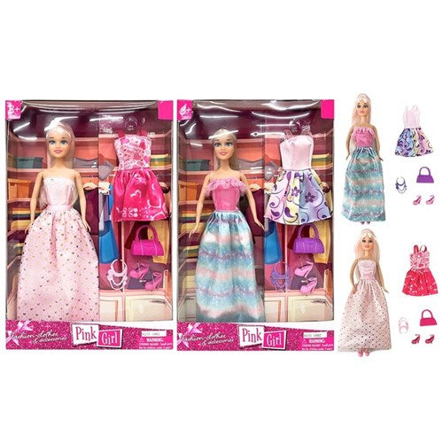 6-piece Glamour Doll 30cm with dress and accessories