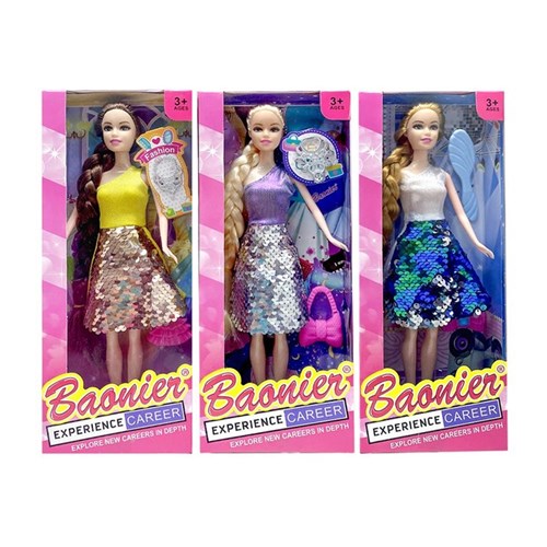3-piece High Fashion Doll 30cm with Sequin Dress