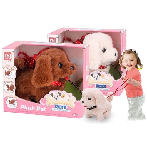 2-piece plush walking puppy dog 17cm