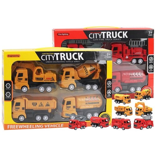 4-piece 13cm RC construction and fire vehicles