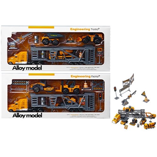 10-piece SemiTrailer with Alloy Construction Trucks 27cm