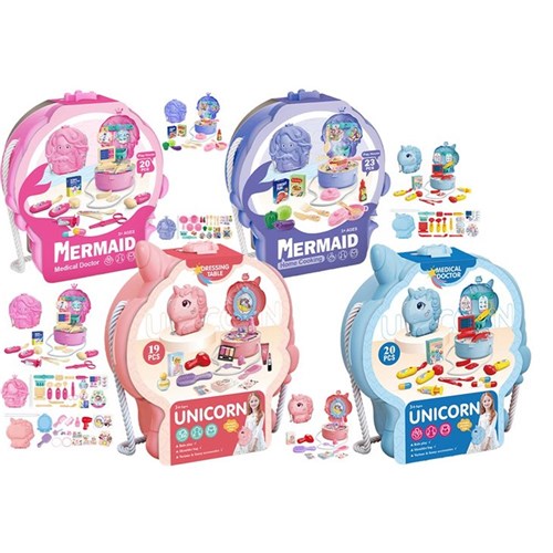 20-piece Mermaid and Unicorn Case Playset 20cm