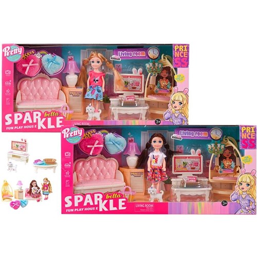 12-piece small doll set with playhouse
