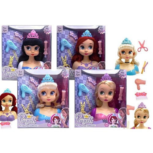 8-piece 20cm hair and makeup model head with accessories