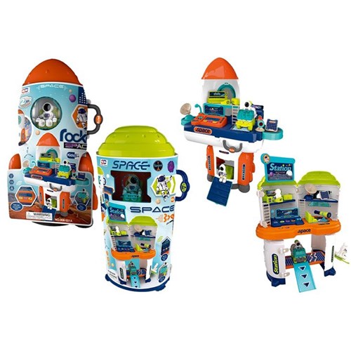 2 in 1 DIY space station rocket toy set