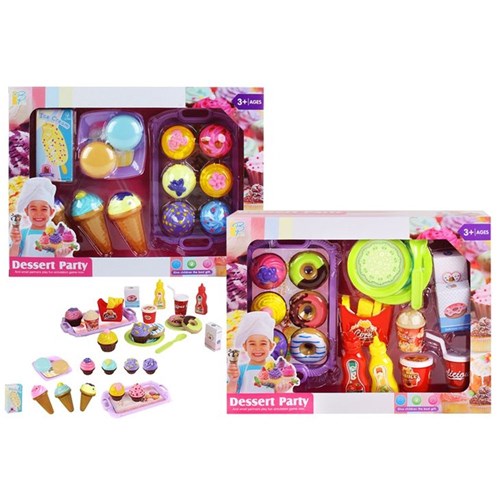 14-22 piece dessert and fast food playset