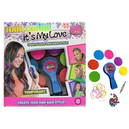 10-piece Hair Colour Kit with beads for kids