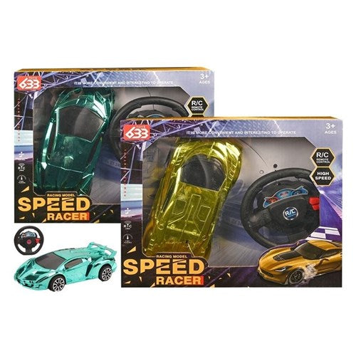Remote control race car with steering wheel controller